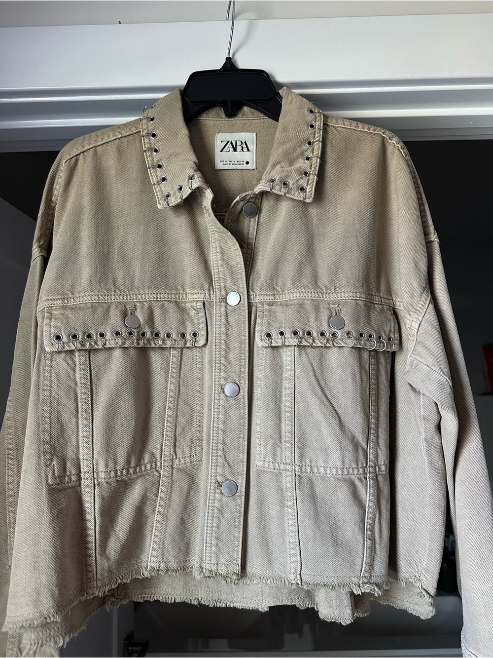 ZARA Beige Stud-Trim Jacket